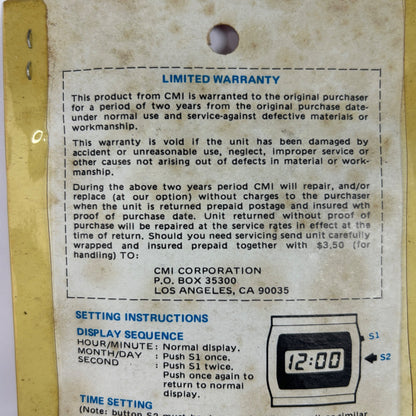 Vintage NAPA Belden Sweda Quartz LCD Digital Watch With Five Functions In Original Packaging