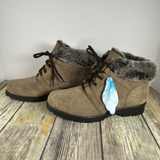 Cobbie Cuddlers Womens Faux Fur Lined Ankle Boots Size 8.5 Brown