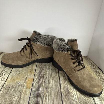 Cobbie Cuddlers Womens Faux Fur Lined Ankle Boots Size 8.5 Brown