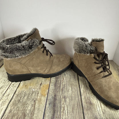 Cobbie Cuddlers Womens Faux Fur Lined Ankle Boots Size 8.5 Brown