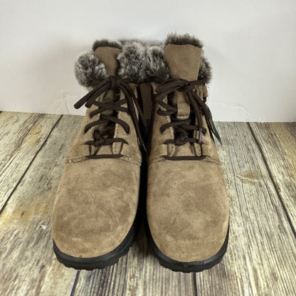Cobbie Cuddlers Womens Faux Fur Lined Ankle Boots Size 8.5 Brown