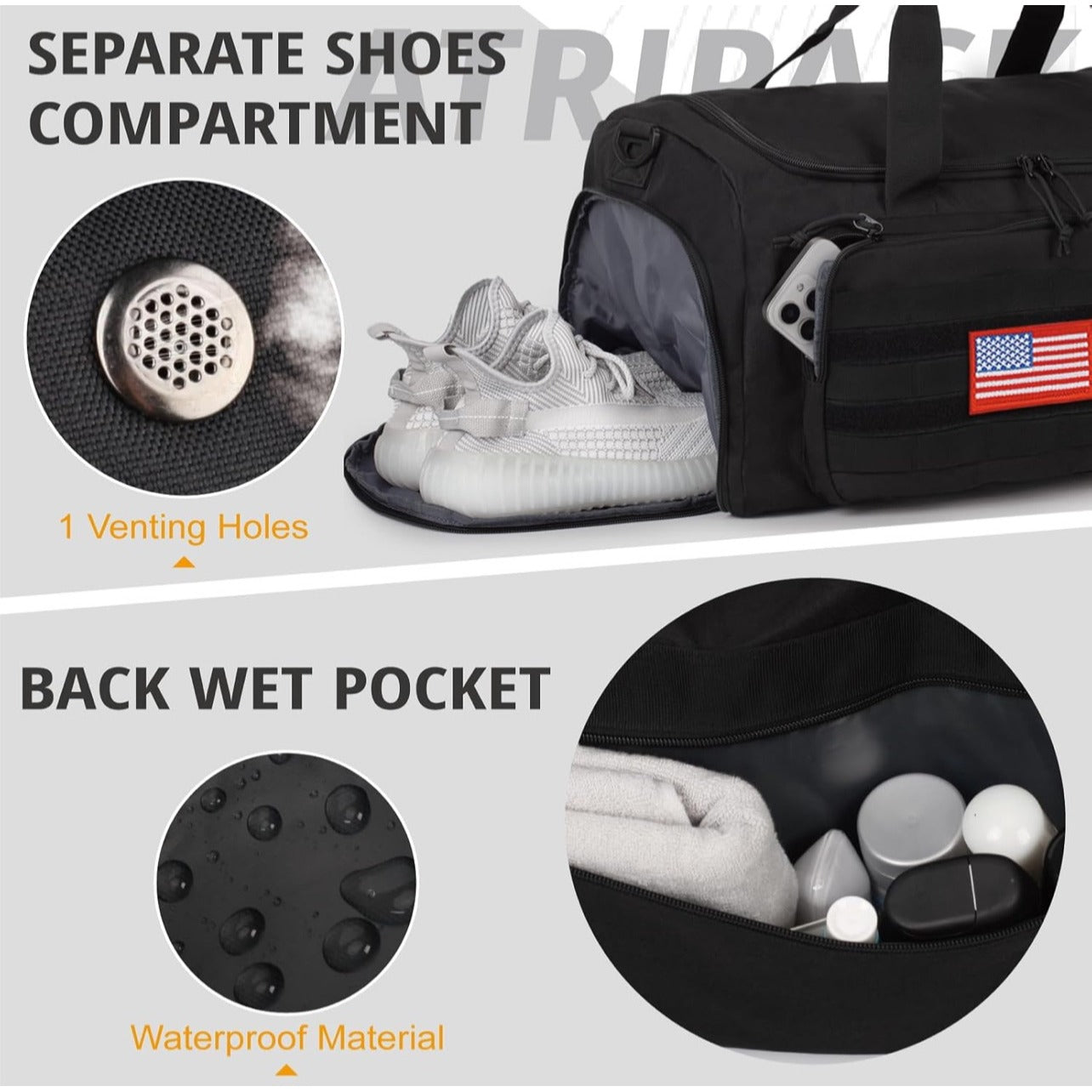 2 In 1 ATRIPACK Multifunctional Travel Duffel & Shoulder Bag With Shoe Compartment & Wet Pocket-NO FLAG!