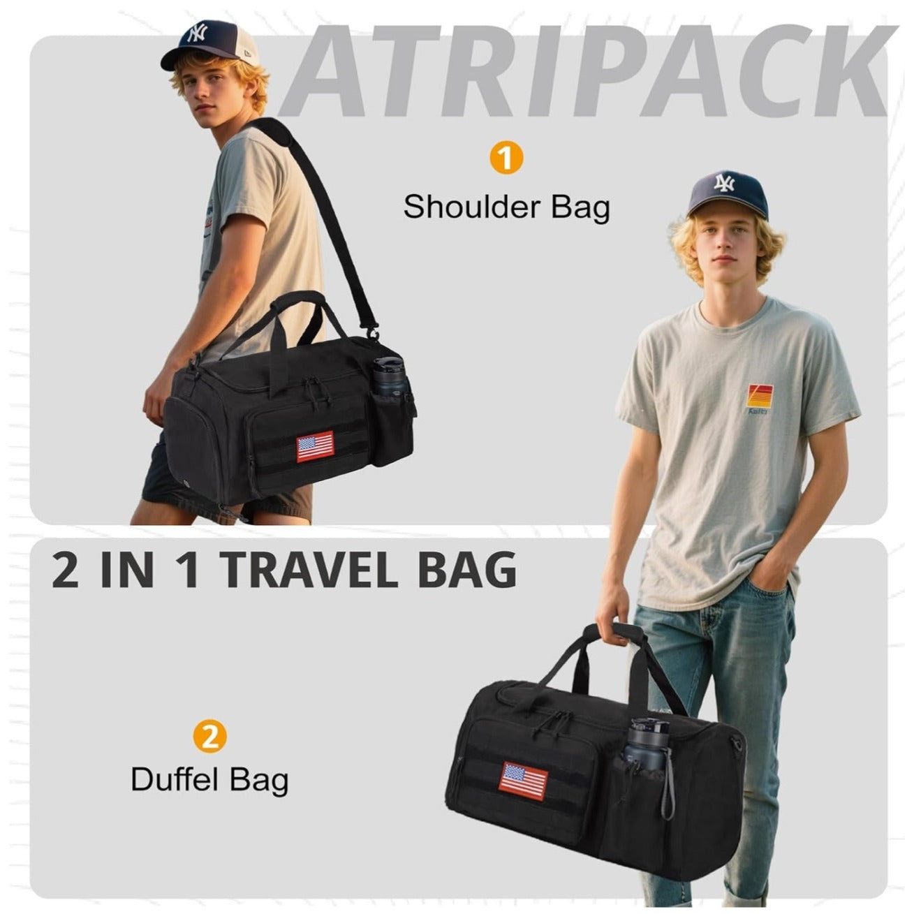2 In 1 ATRIPACK Multifunctional Travel Duffel & Shoulder Bag With Shoe Compartment & Wet Pocket-NO FLAG!