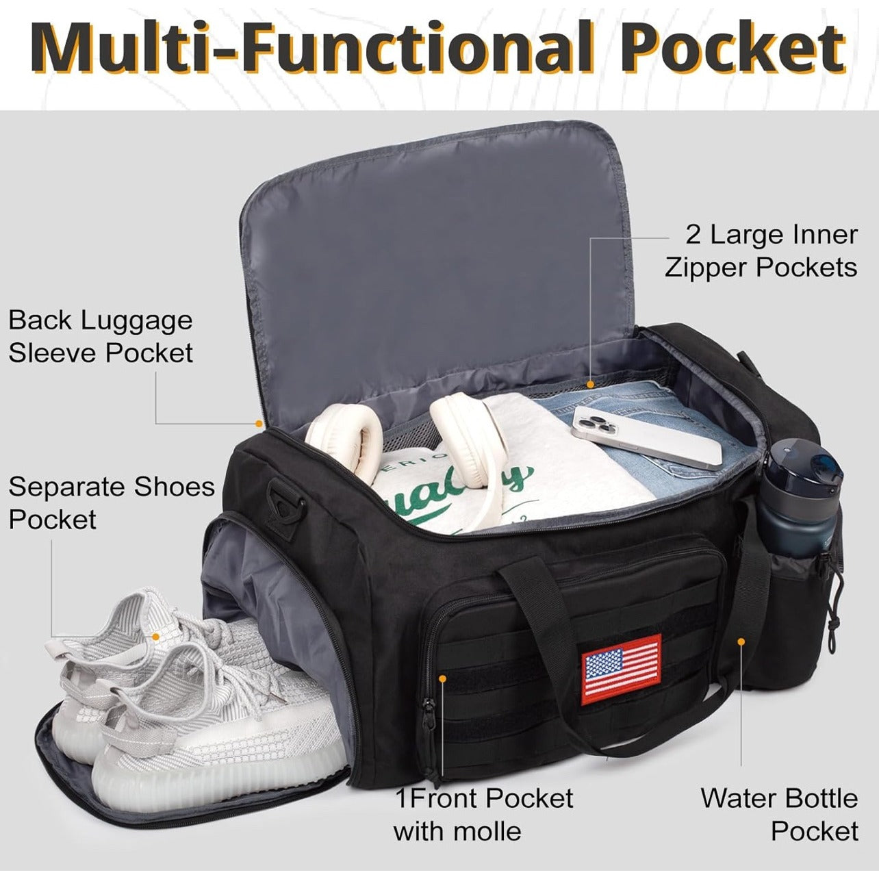 2 In 1 ATRIPACK Multifunctional Travel Duffel & Shoulder Bag With Shoe Compartment & Wet Pocket-NO FLAG!