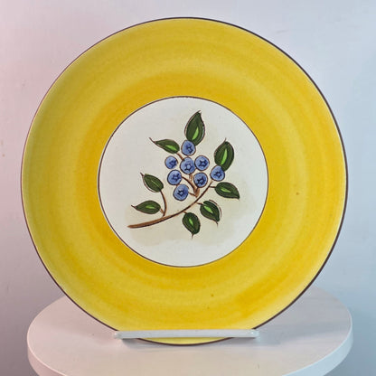 Vintage Stangl Pottery Blueberry Yellow Hand Painted Dinner Plate Trenton NJ