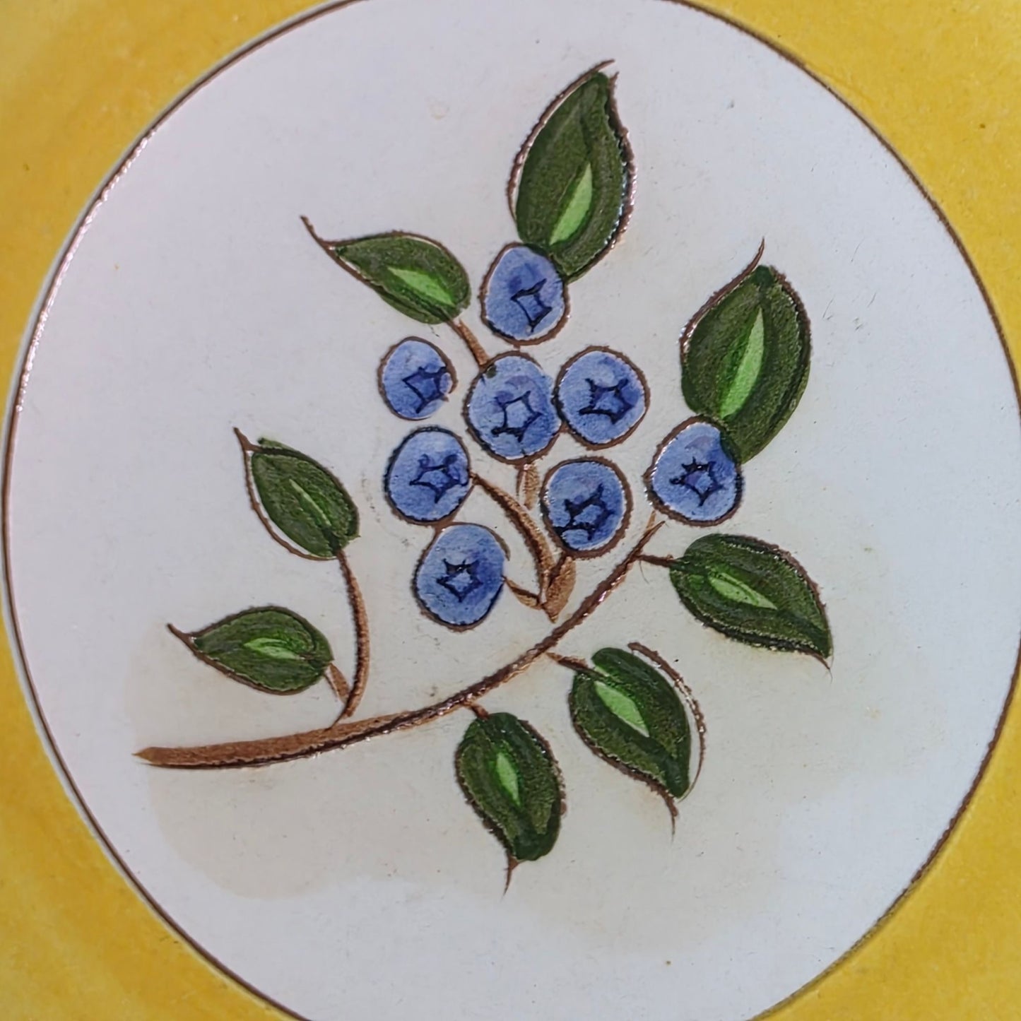 Vintage Stangl Pottery Blueberry Yellow Hand Painted Dinner Plate Trenton NJ