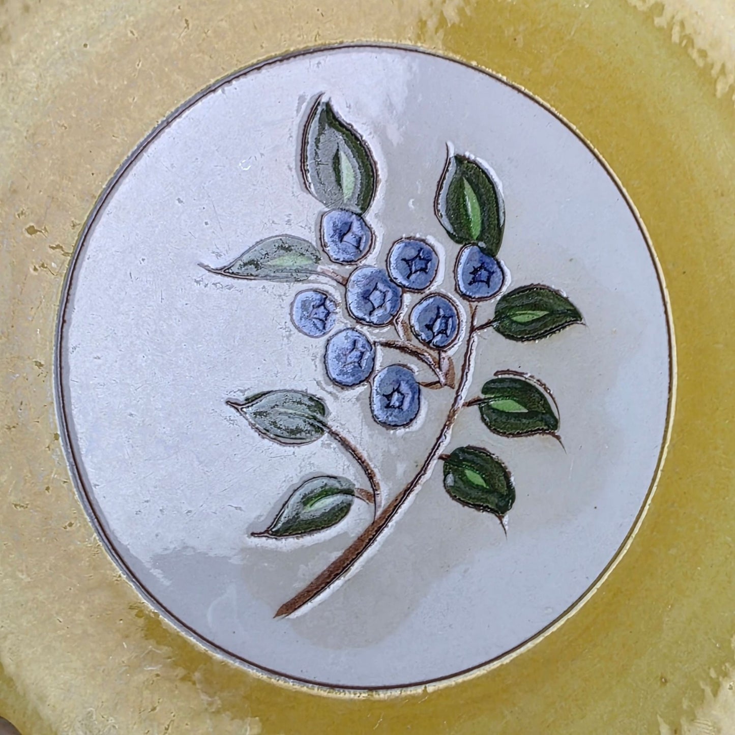 Vintage Stangl Pottery Blueberry Yellow Hand Painted Dinner Plate Trenton NJ