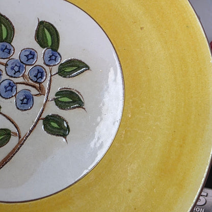 Vintage Stangl Pottery Blueberry Yellow Hand Painted Dinner Plate Trenton NJ