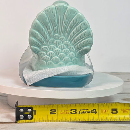 Ceramic Turkey Butter Dish With Lid - 7.5" Long X 4" Wide X 5" High - Aqua Blue