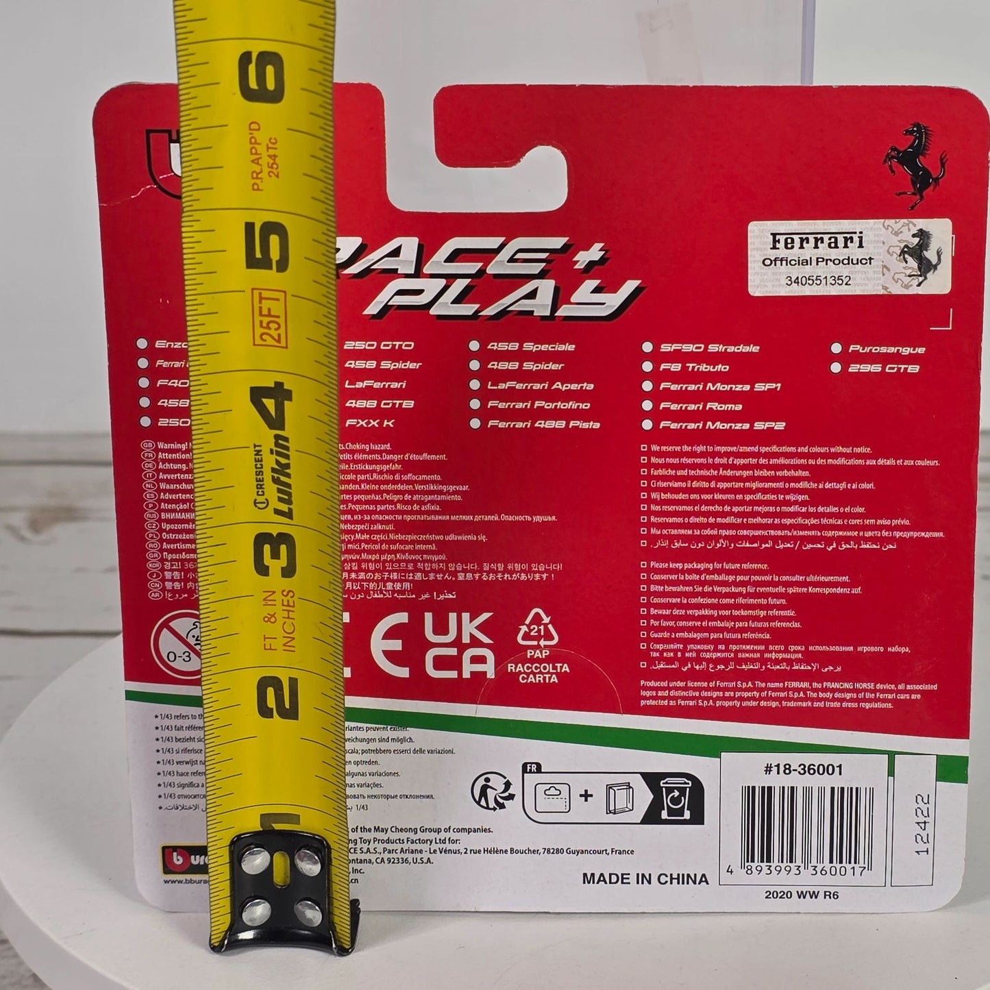 Bburago Race & Play 1/43 Scale Ferrari 458 Italia Diecast Model Car