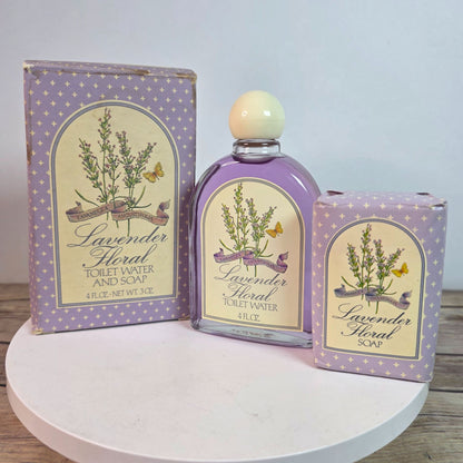 Lavender Floral Toilet Water & Soap Set By Avon  4 FL OZ