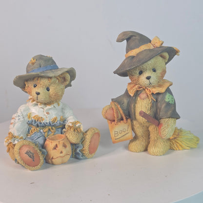 Vintage Cherished Teddies Gary & Gretel Halloween Figurines By P. Hillman 1993 Collectible Resin Bears