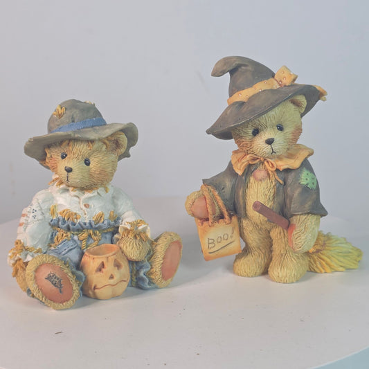 Vintage Cherished Teddies Gary & Gretel Halloween Figurines By P. Hillman 1993 Collectible Resin Bears