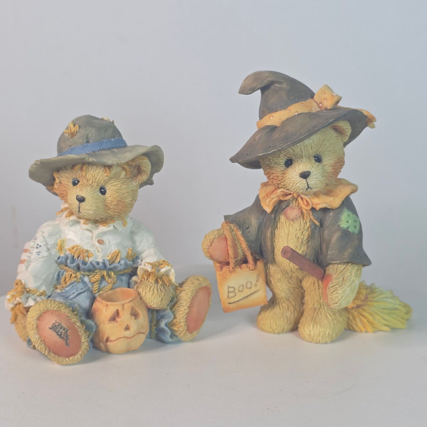 Vintage Cherished Teddies Gary & Gretel Halloween Figurines By P. Hillman 1993 Collectible Resin Bears