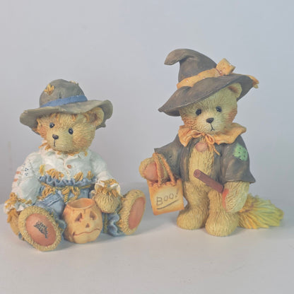 Vintage Cherished Teddies Gary & Gretel Halloween Figurines By P. Hillman 1993 Collectible Resin Bears