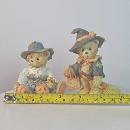 Vintage Cherished Teddies Gary & Gretel Halloween Figurines By P. Hillman 1993 Collectible Resin Bears