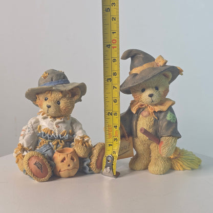 Vintage Cherished Teddies Gary & Gretel Halloween Figurines By P. Hillman 1993 Collectible Resin Bears