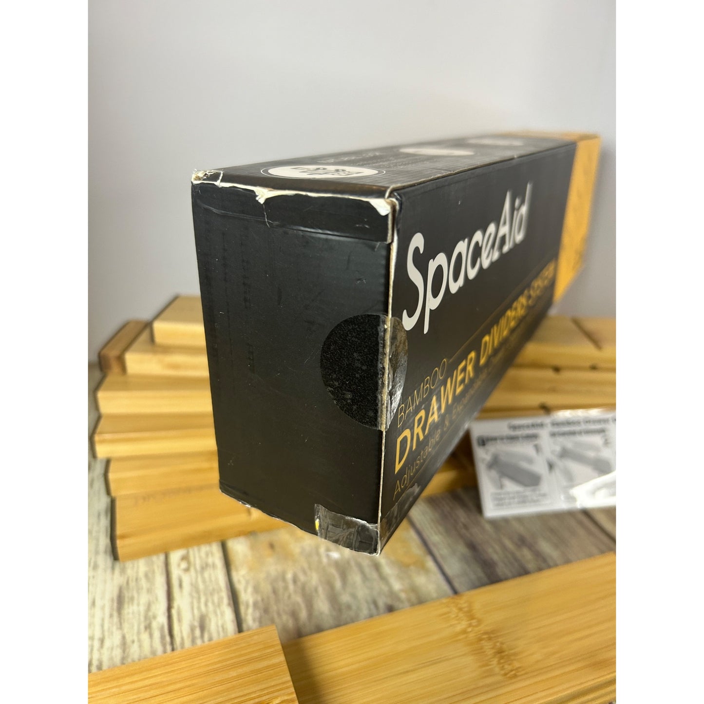 SpaceAid Bamboo Drawer Dividers System Adjustable Organizer 6 Dividers & 12 Inserts With Label Stickers