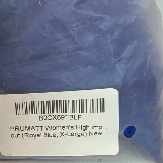 NWT PRUMATT Women's High Impact Criss-Cross Sports Bra Royal Blue XL