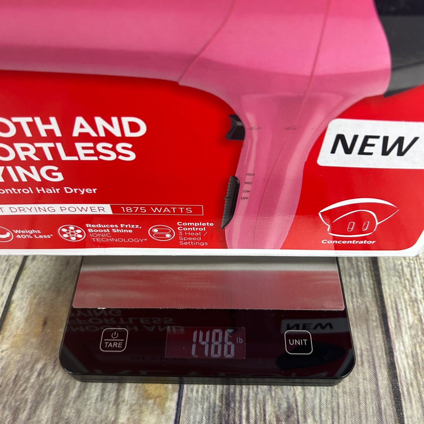 Revlon Ionic Technology Hair Dryer With Smoothing Concentrator & 3 Heat/Speed Settings