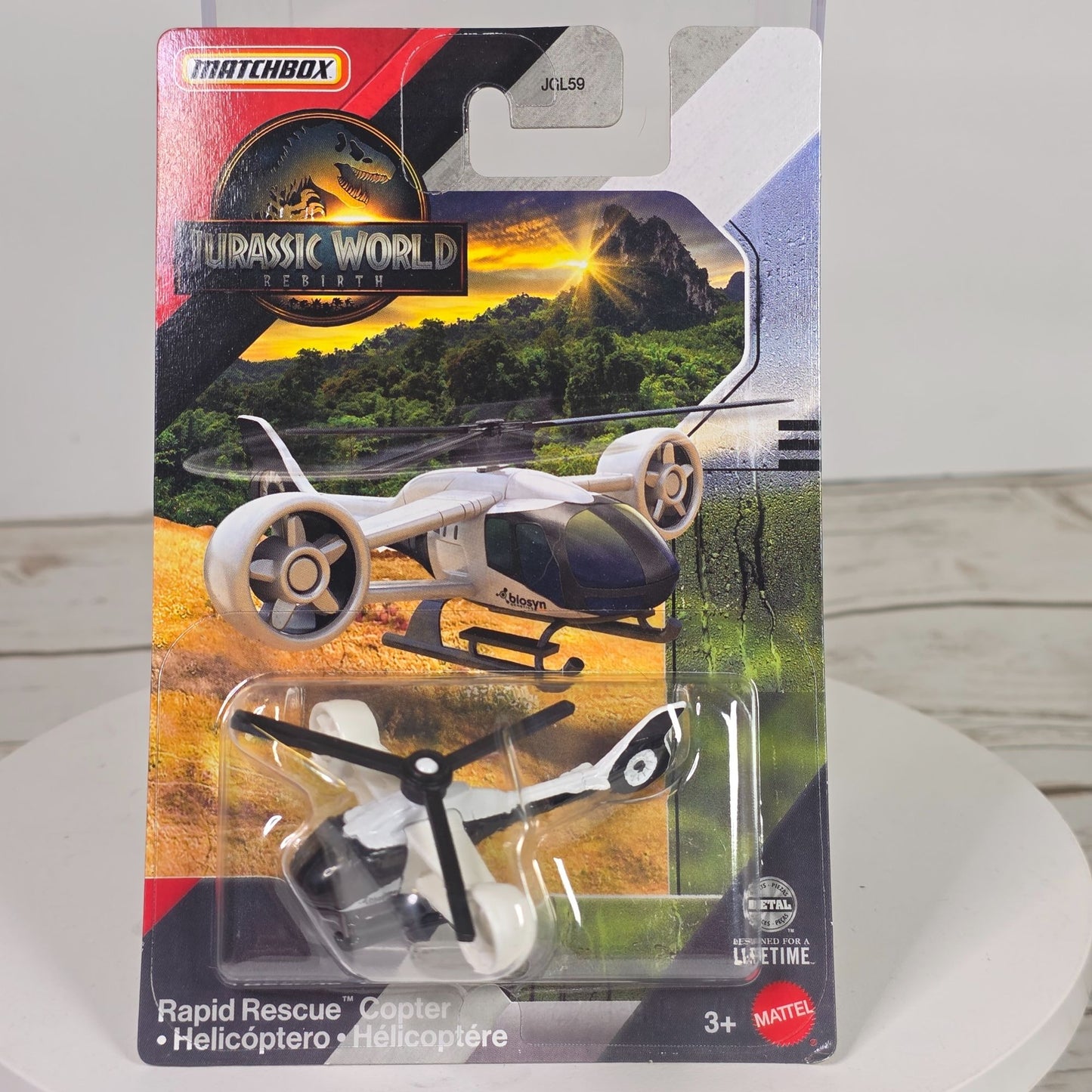 Matchbox Jurassic World Rapid Rescue Copter Helicopter Toy