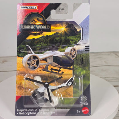 Matchbox Jurassic World Rapid Rescue Copter Helicopter Toy