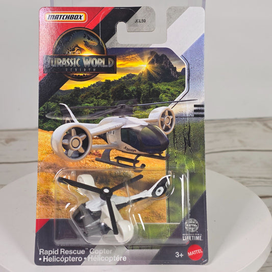 Matchbox Jurassic World Rapid Rescue Copter Helicopter Toy