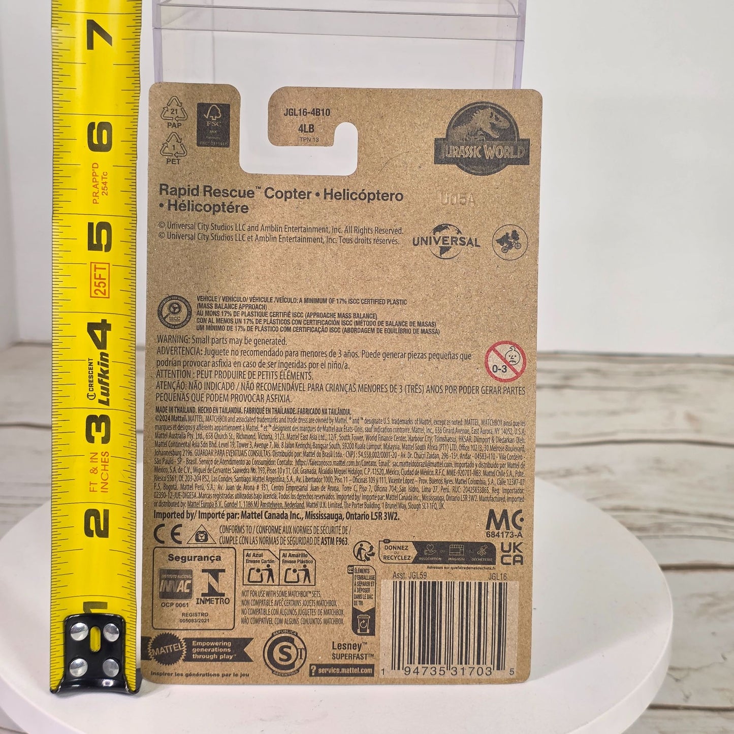 Matchbox Jurassic World Rapid Rescue Copter Helicopter Toy