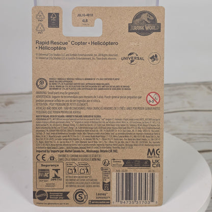 Matchbox Jurassic World Rapid Rescue Copter Helicopter Toy