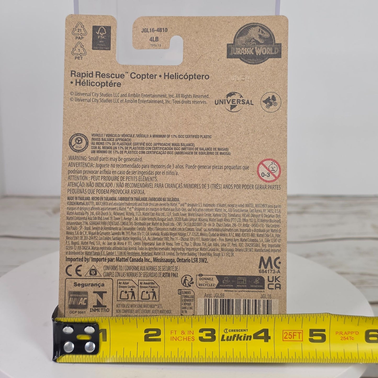 Matchbox Jurassic World Rapid Rescue Copter Helicopter Toy