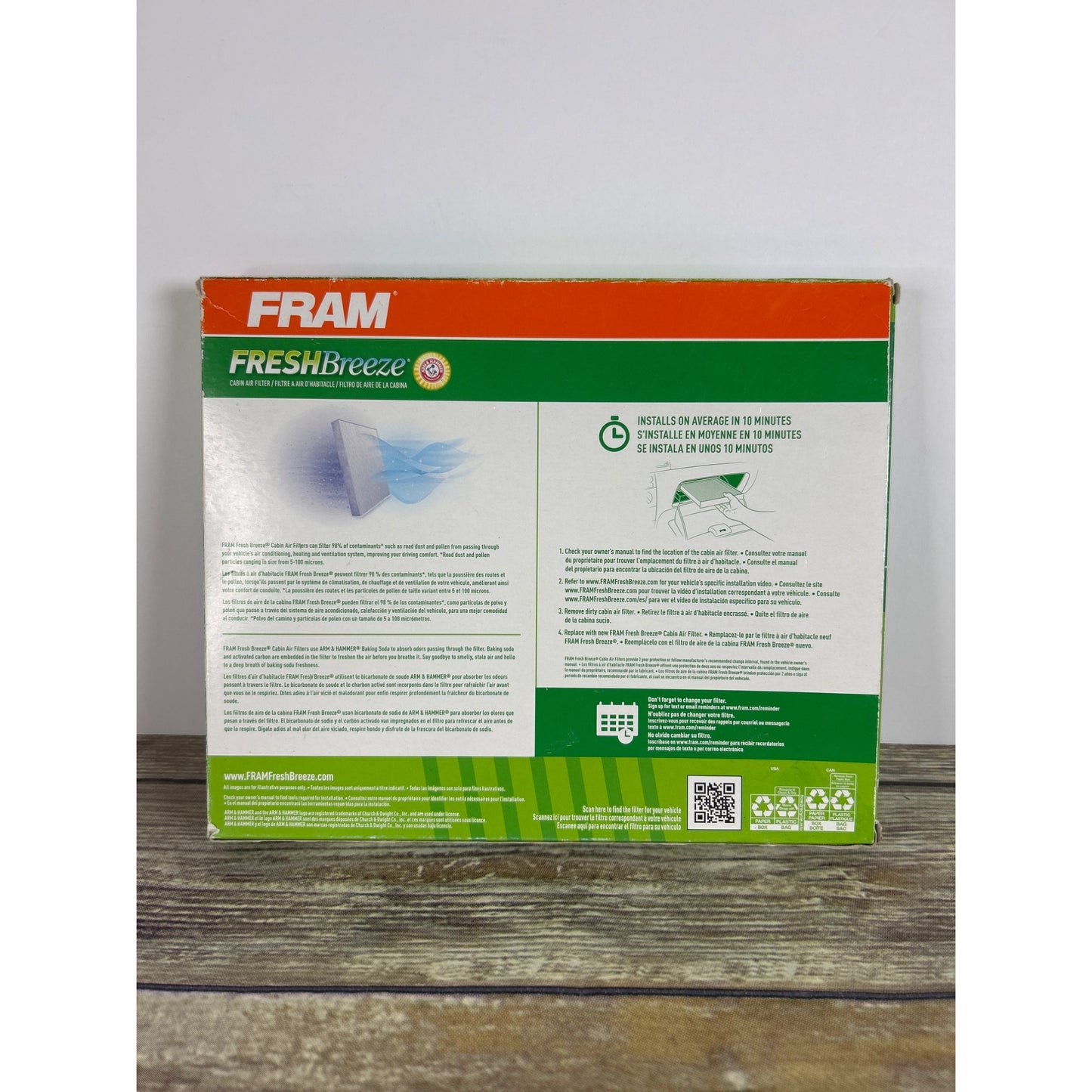 FRAM FreshBreeze Cabin Air Filter CF10728 Removes Odors & Protects Against Allergens