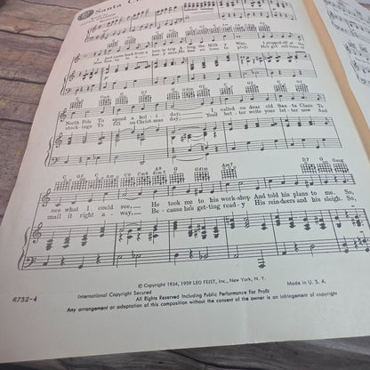 Vintage 1950s "Santa Claus Is Comin To Town" Sheet Music For Organ