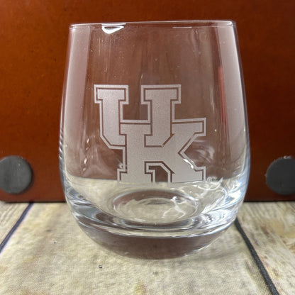 Kentucky Wildcats Football Glass Decanter With 2 Stemless Glasses By The Memory Company - 3 Piece Set