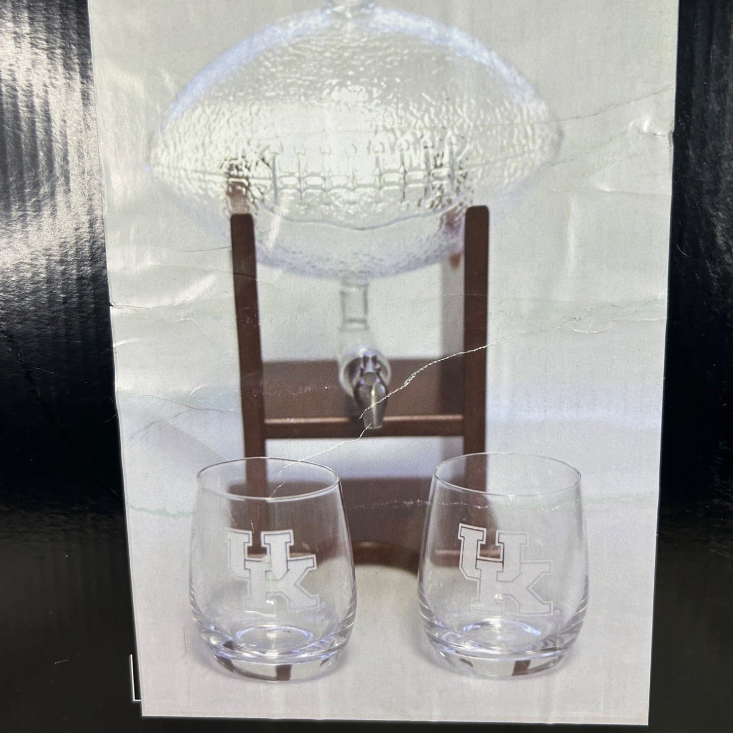 Kentucky Wildcats Football Glass Decanter With 2 Stemless Glasses By The Memory Company - 3 Piece Set