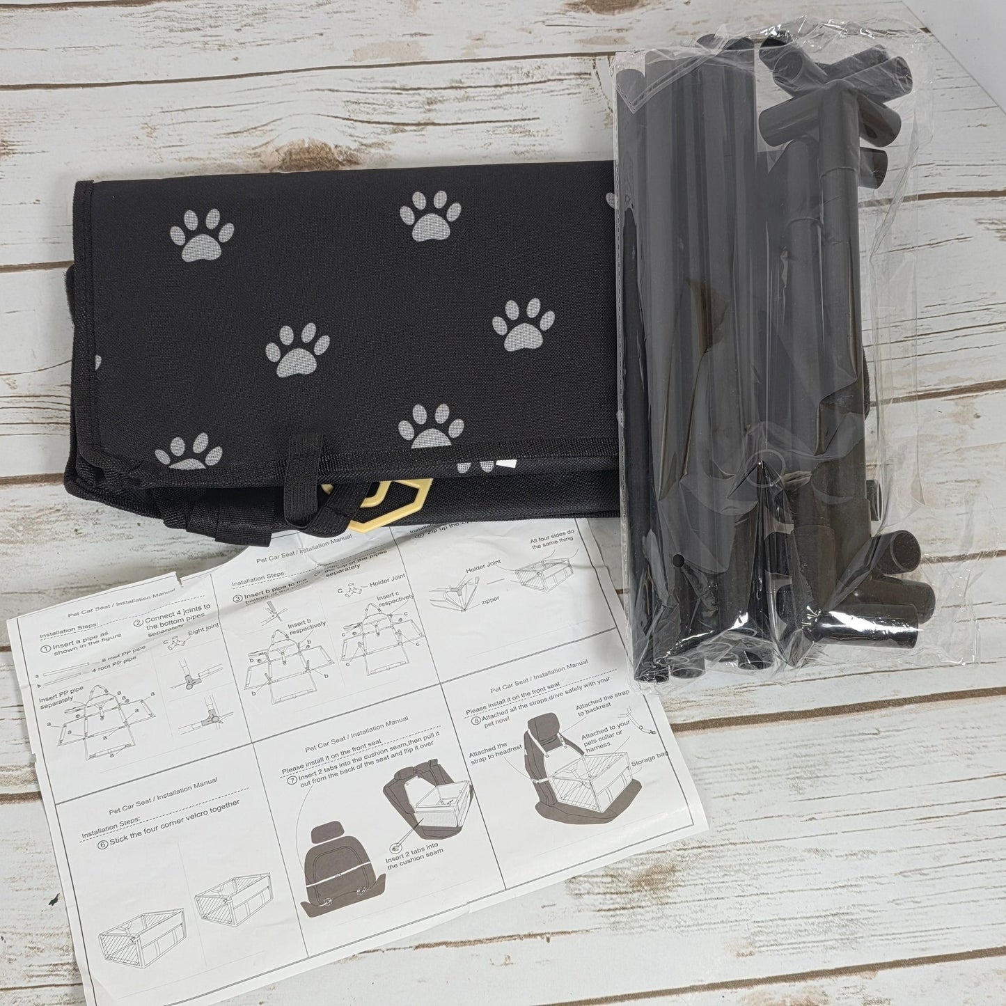 HIPPIH Foldable Dog Car Booster Seat With Paw Print Design