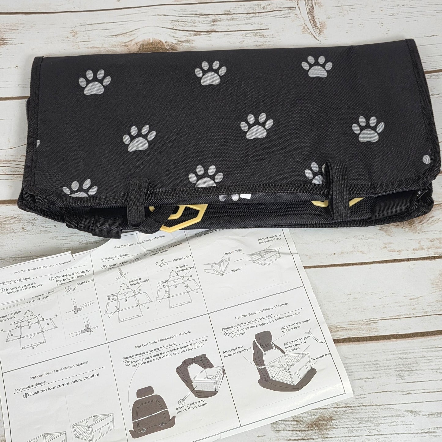 HIPPIH Foldable Dog Car Booster Seat With Paw Print Design