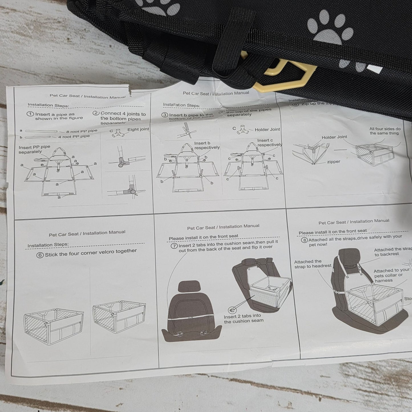 HIPPIH Foldable Dog Car Booster Seat With Paw Print Design