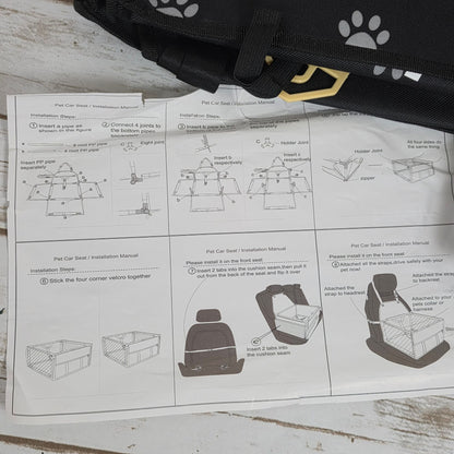 HIPPIH Foldable Dog Car Booster Seat With Paw Print Design