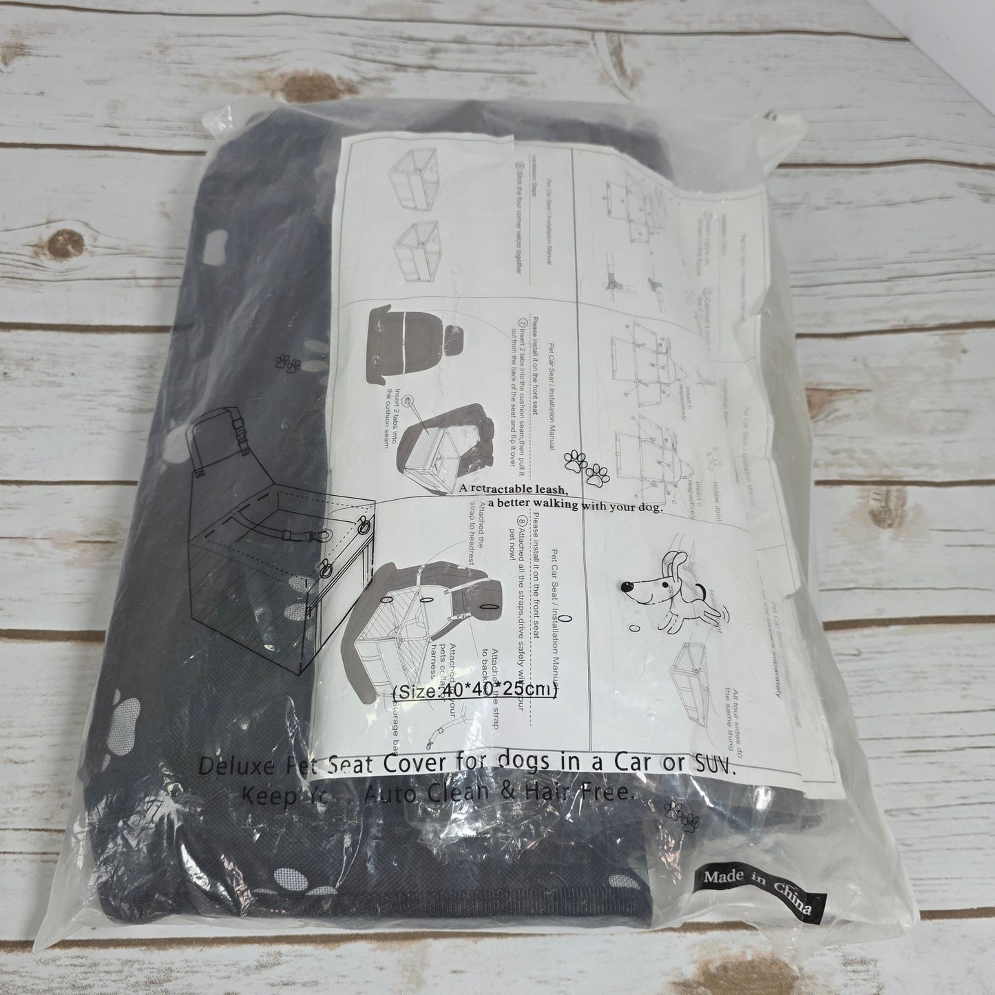 HIPPIH Foldable Dog Car Booster Seat With Paw Print Design