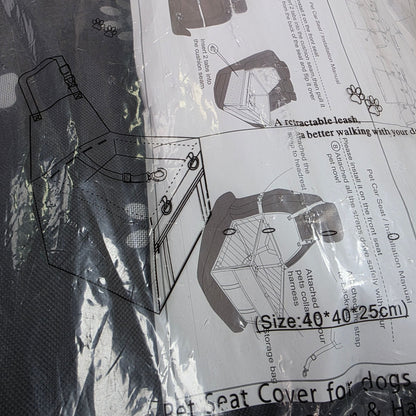 HIPPIH Foldable Dog Car Booster Seat With Paw Print Design