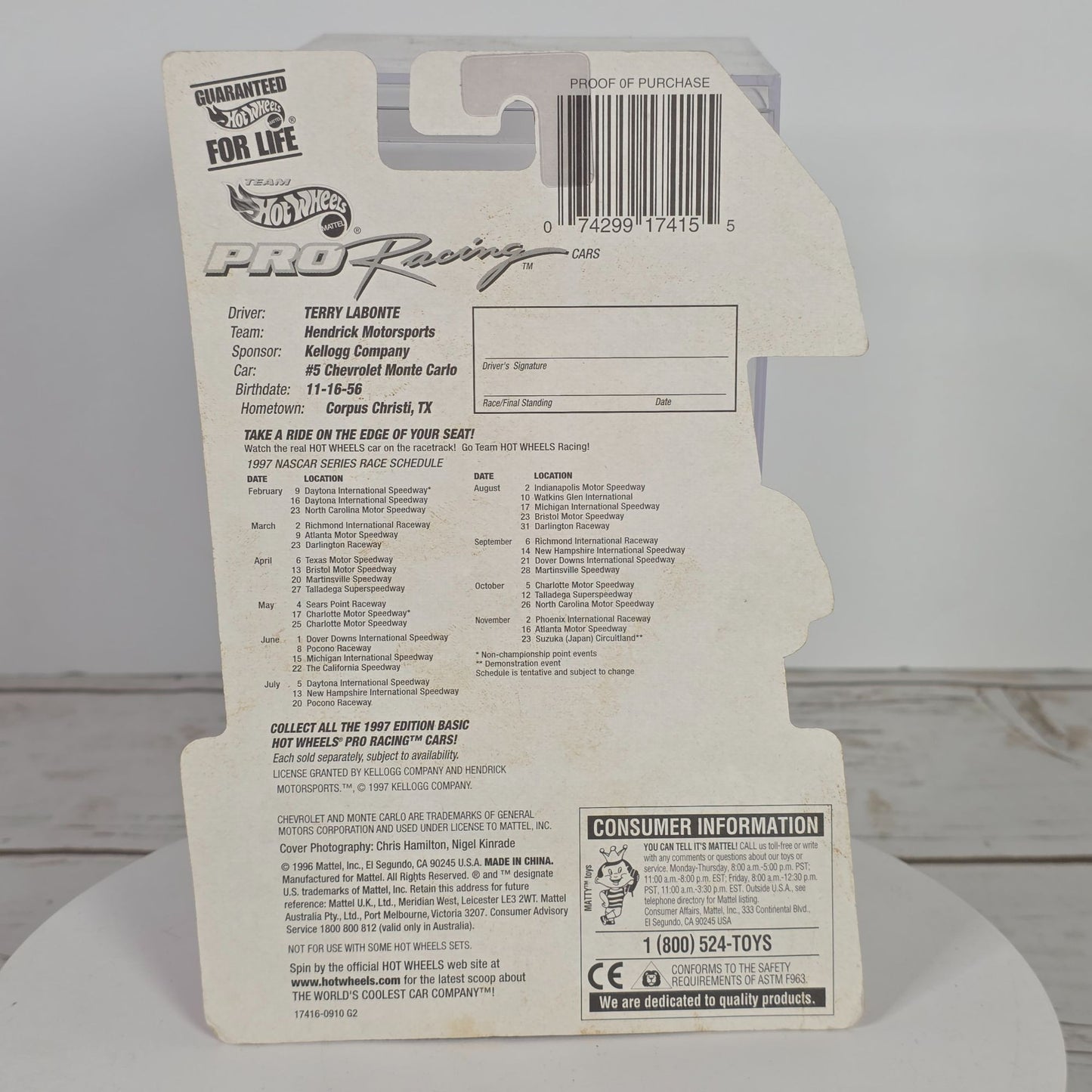 Hot Wheels 1997 Edition Team Pro Racing Die-Cast Terry Labonte Car