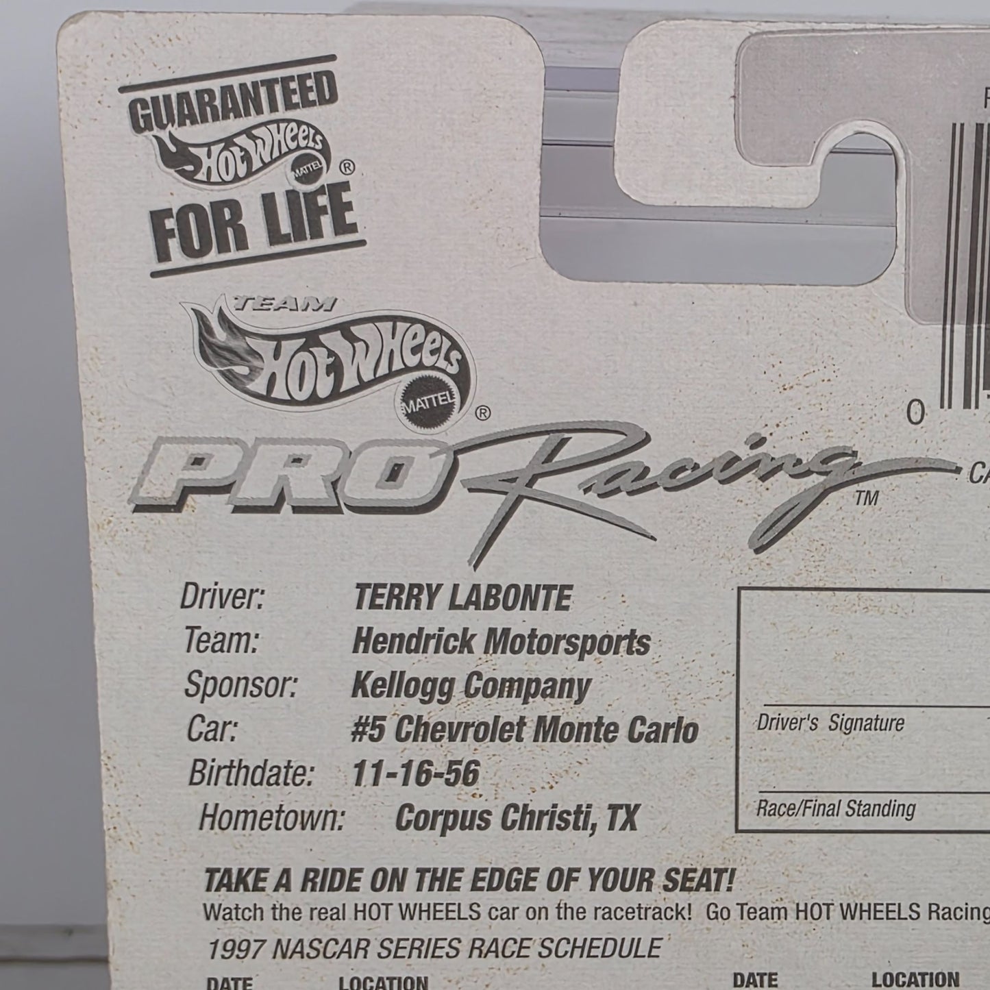Hot Wheels 1997 Edition Team Pro Racing Die-Cast Terry Labonte Car