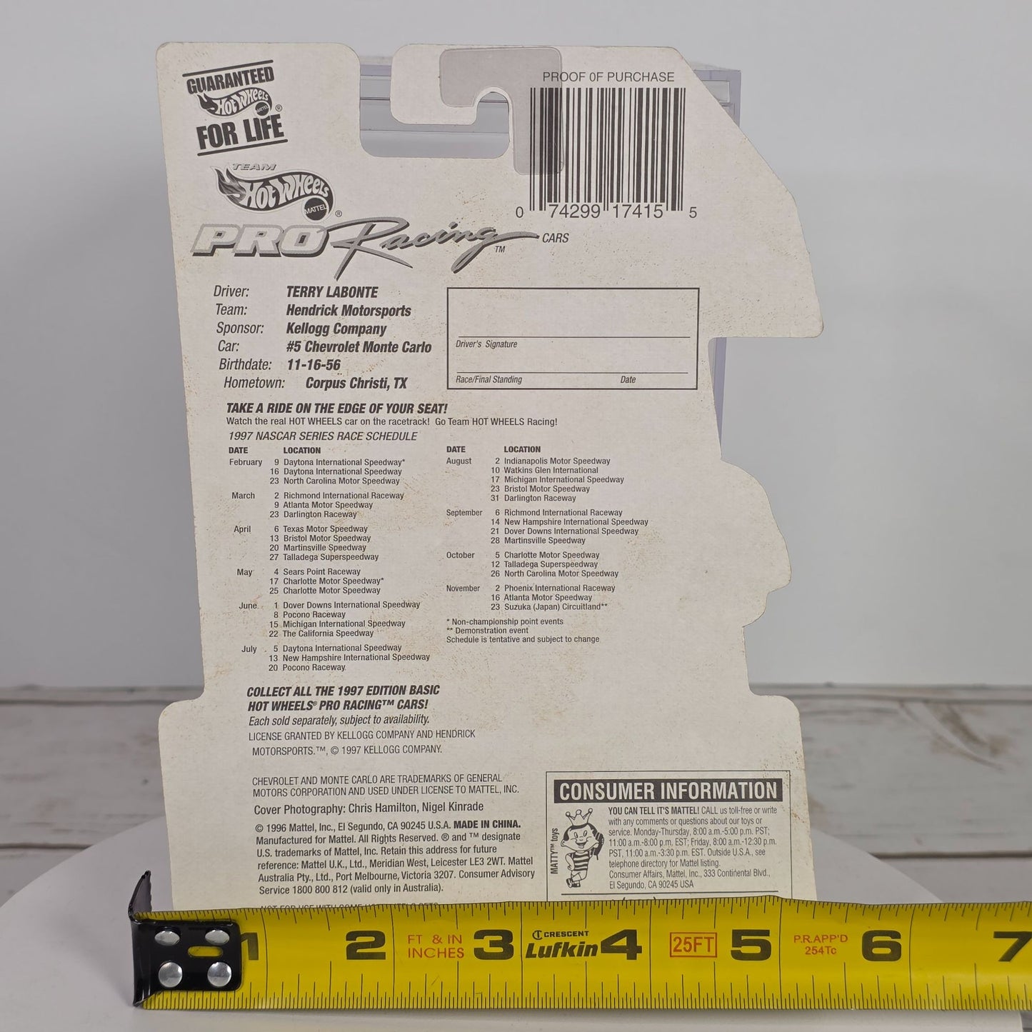 Hot Wheels 1997 Edition Team Pro Racing Die-Cast Terry Labonte Car