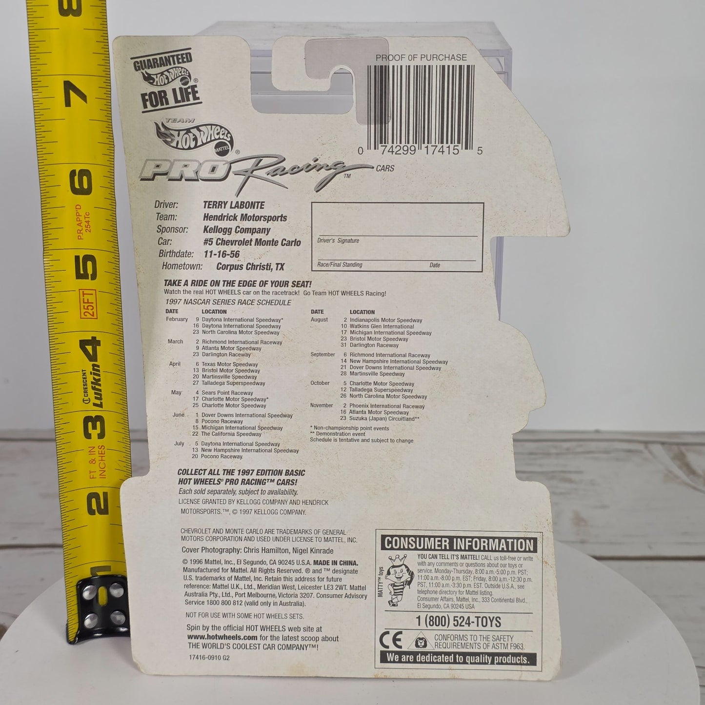 Hot Wheels 1997 Edition Team Pro Racing Die-Cast Terry Labonte Car