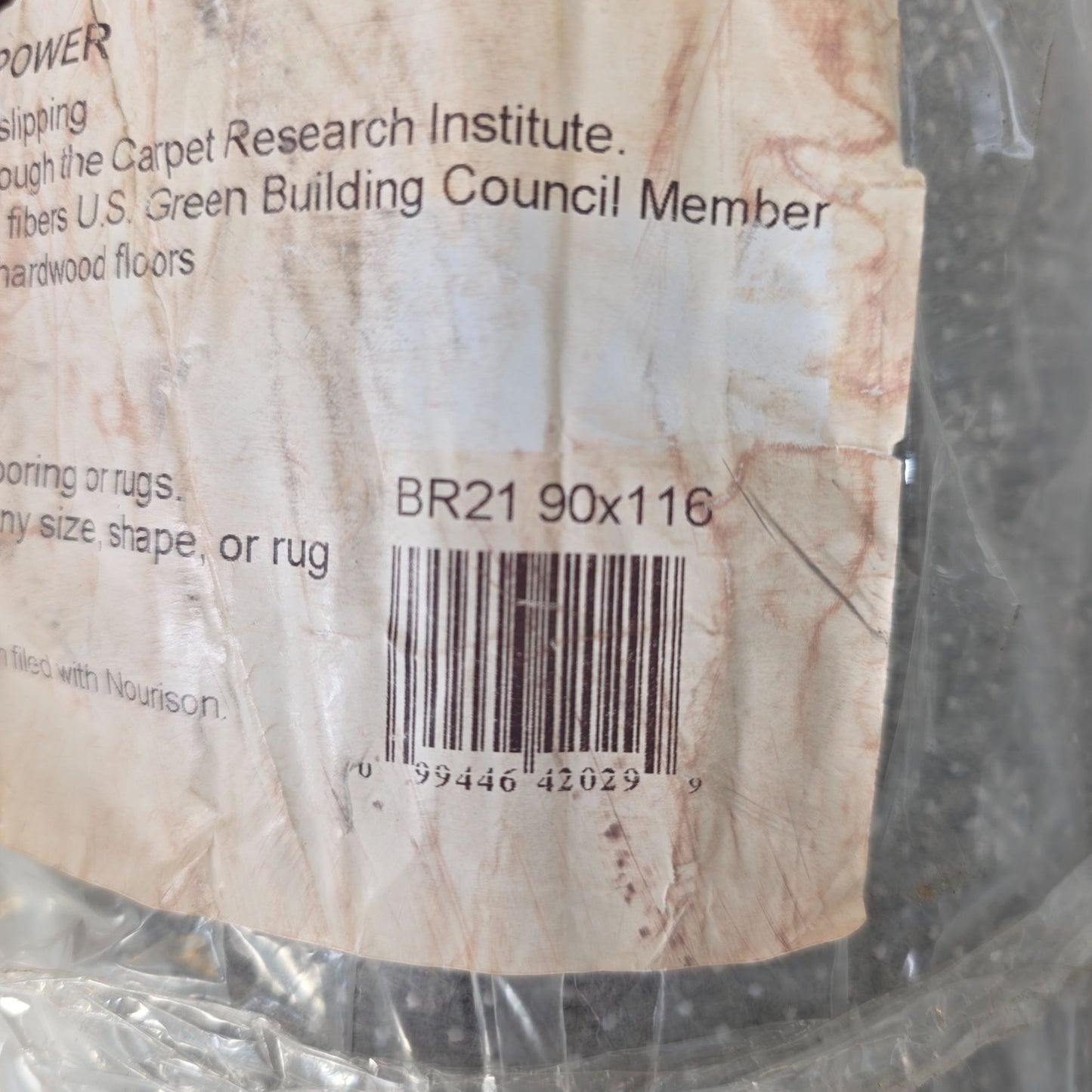 Nourison Basic RugLoc Non-Skid Rug Pad 90x116 Inches For Hardwood Floors