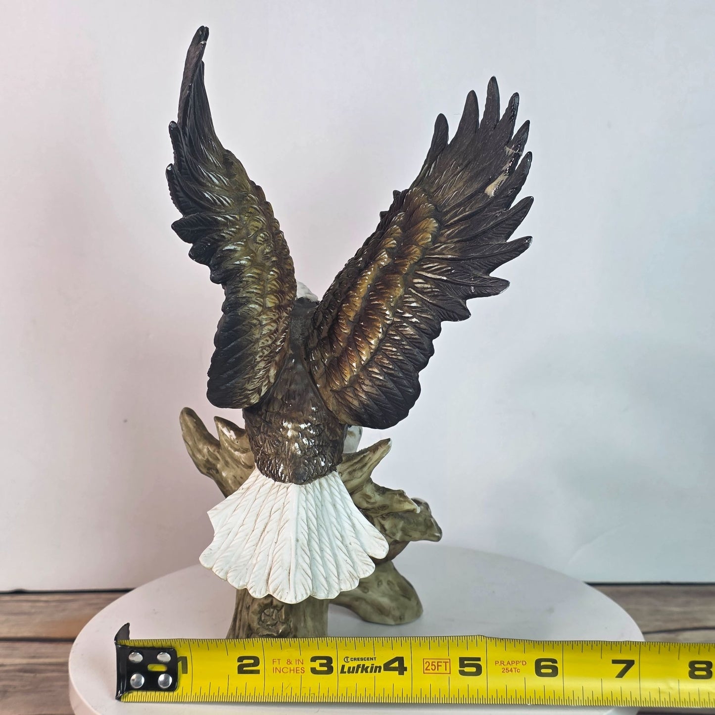 Vintage Bald Eagle & Chicks Figurine In Resin With Chips & Repairs