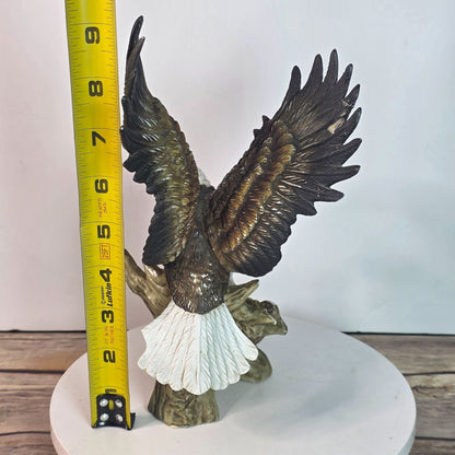 Vintage Bald Eagle & Chicks Figurine In Resin With Chips & Repairs