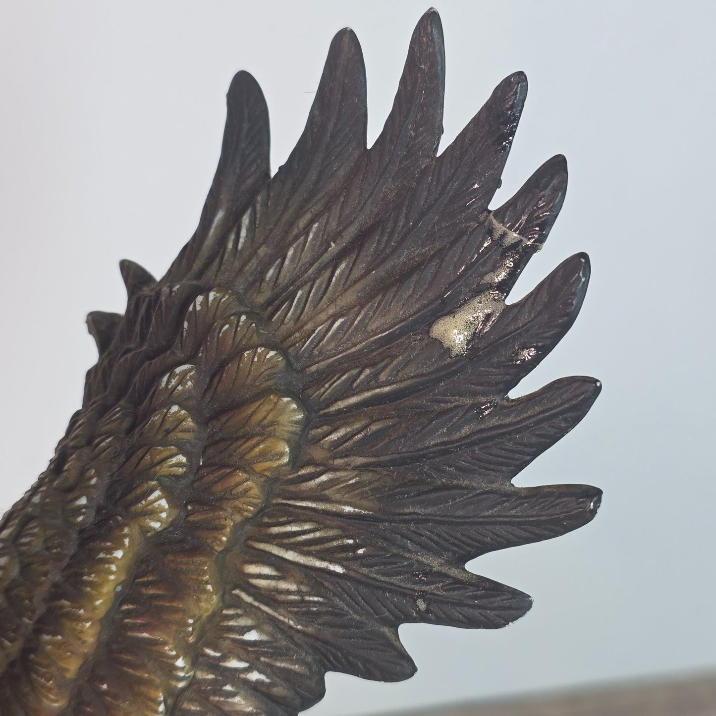 Vintage Bald Eagle & Chicks Figurine In Resin With Chips & Repairs