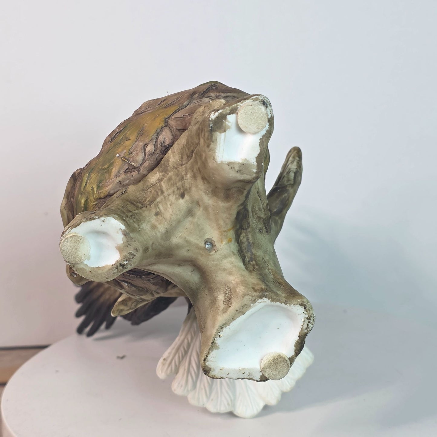 Vintage Bald Eagle & Chicks Figurine In Resin With Chips & Repairs