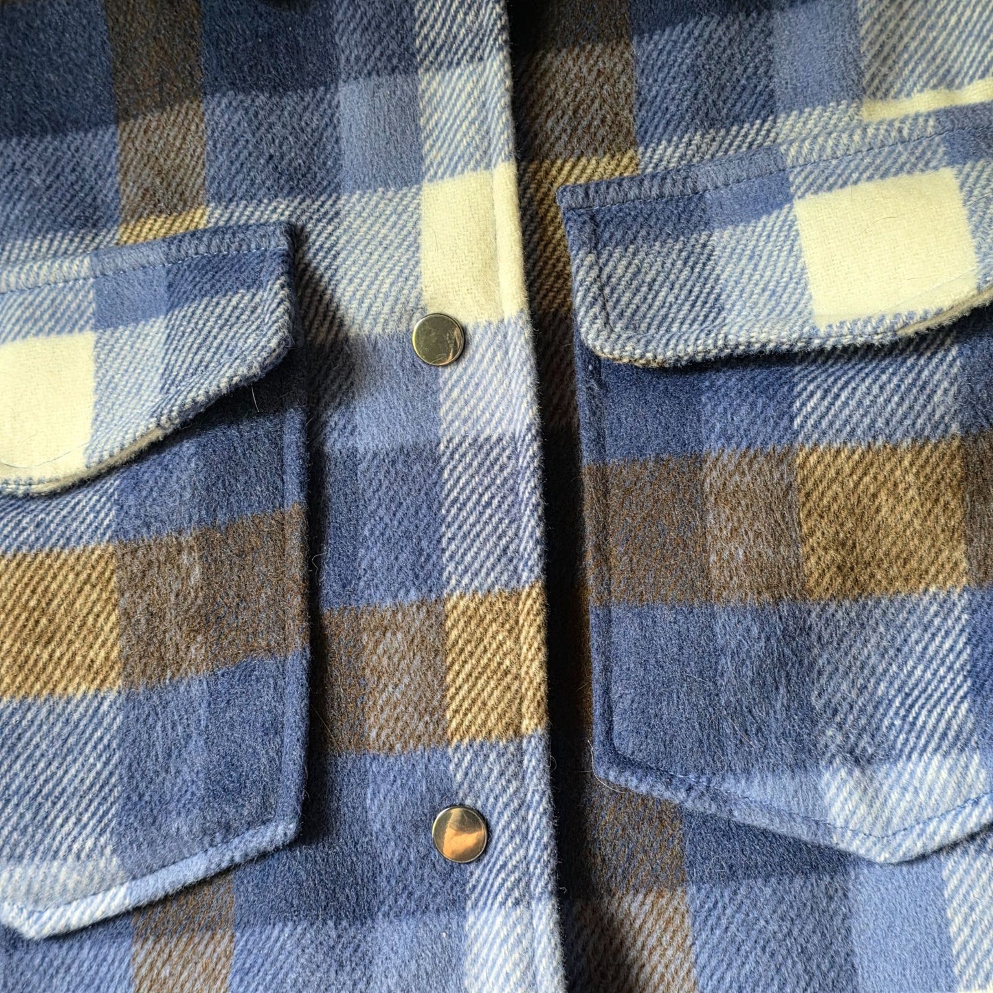 For The Republic Plaid Button-Down Cropped Jacket M/M Blue/Brown Multi Polyester